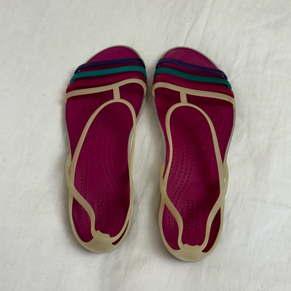 Crocs Isabella Pink Slip On Colorful Sandals Size 10 Summer Casual - Picture 3 of 11